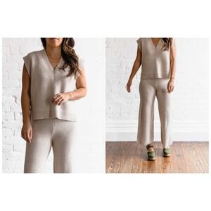 Miou‎ Muse Sweater Vest Sleeveless Knit V Neck Casual Layering Top S